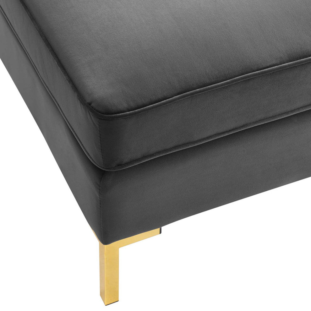 Accent Chair Ottoman, Velvet, Gray, Modern, Living Lounge Hotel Hospitality