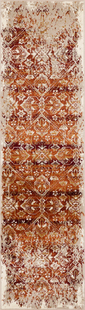 Heritage Anna Distressed Moroccan Area Rug, Ivory/Rust, 2'2 X 7'11 Runner