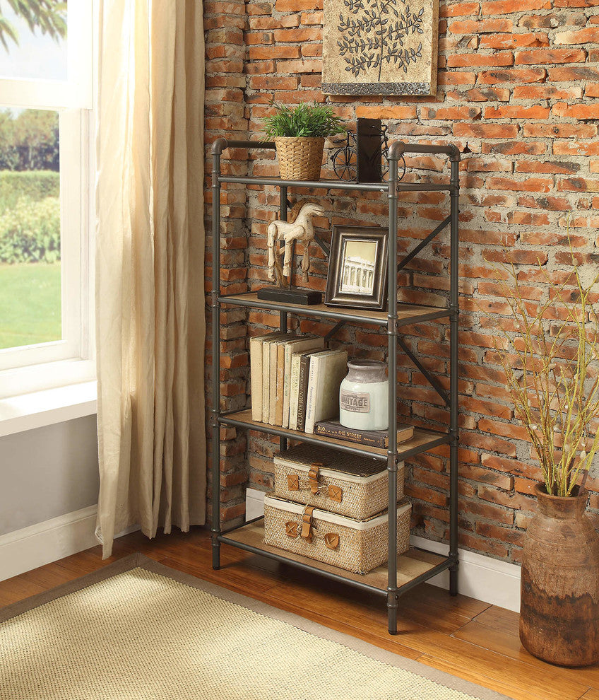 ACME Itzel Bookshelf, Sandy Gray and Oak