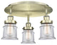 Canton-3 Light 17" Flush Mount-Antique Brass, Clear Glass Shade