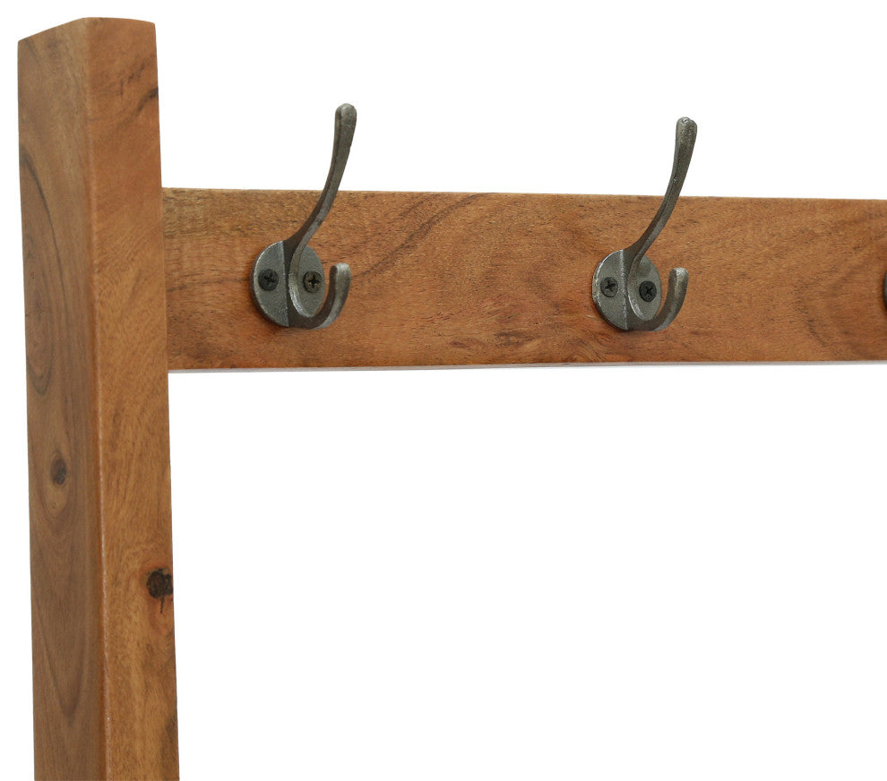 Motson Modern Industrial Handcrafted Acacia Wood Coat Rack with Bench Storage