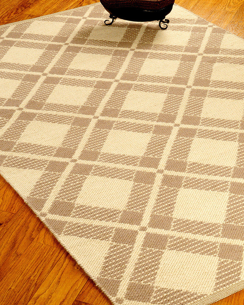 "Whimsy" Dhurrie Wool Rug, Hand Woven , Reversible, 8' X 10'