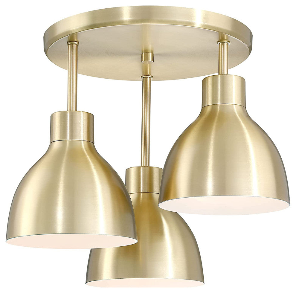 3 Light Close To Ceiling Light Fixture, Bronze Finish, Modern Semi Flush Mount