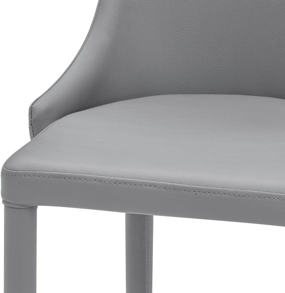 Jillian Gray Leatherette Counter Stool with Stainless Steel Base