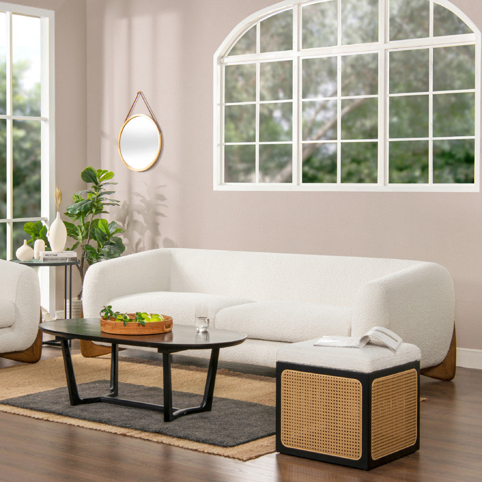 Alpine 90.5" Sherpa Sofa, Ivory White Boucle