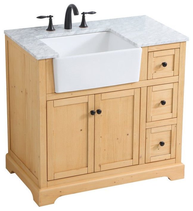 Home Living 22" Farmhouse Natural Wood-Light Bathroom Vanity