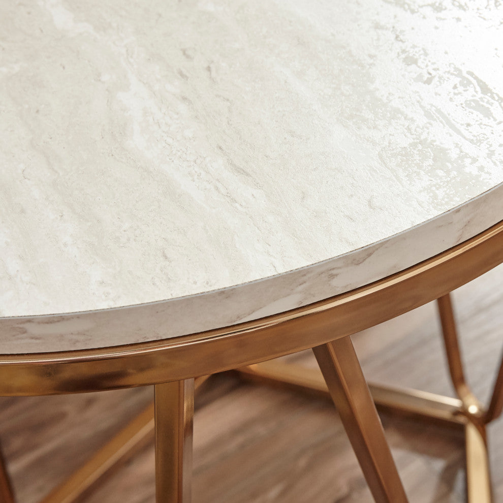 Dorking Faux Stone Round End Table