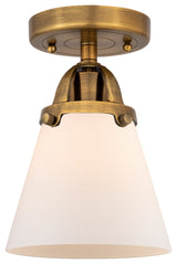 Small Cone Semi-Flush Mount, Brushed Brass, Matte White, Matte White