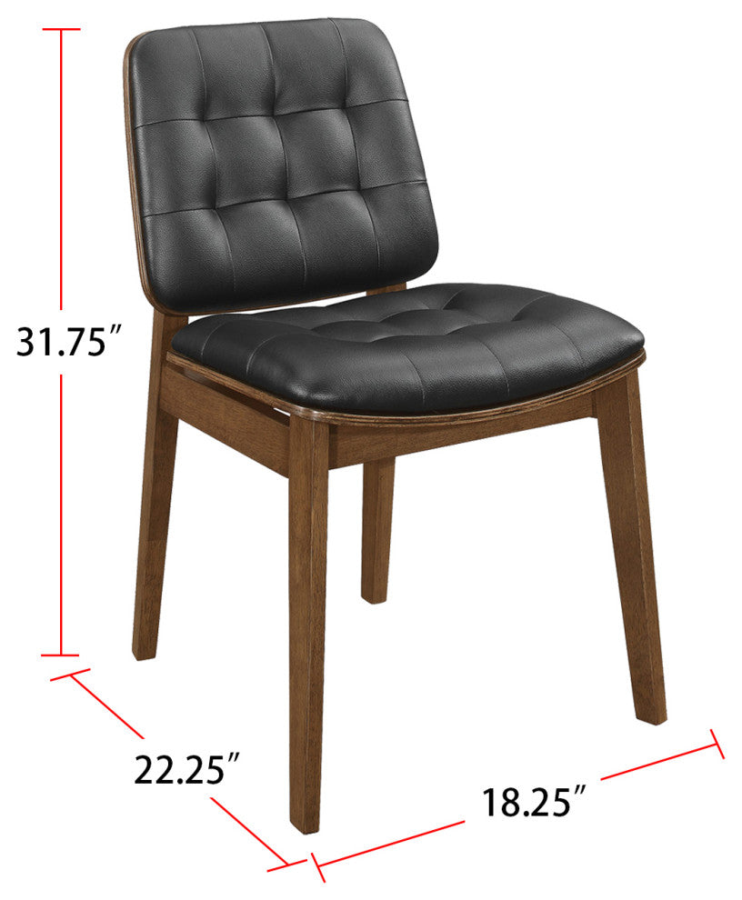 Set of 2 Side Chairs, Natural Walnut and Black