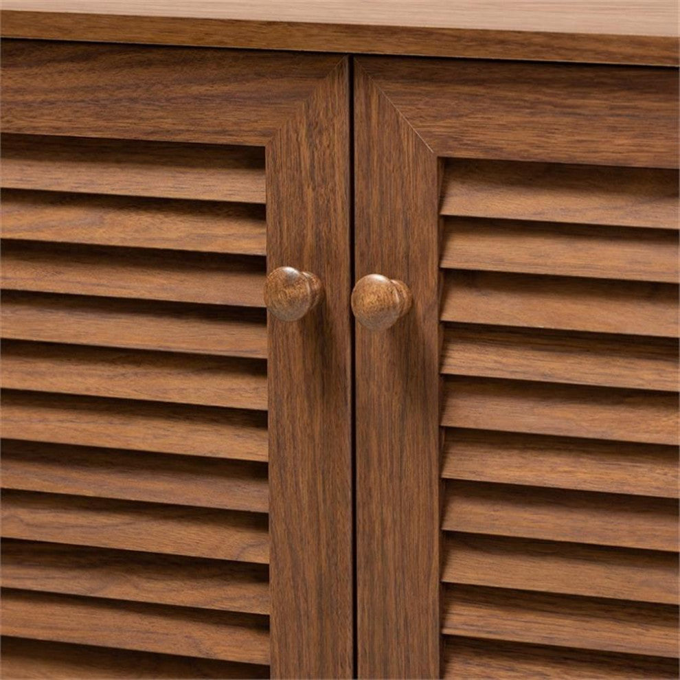 Baxton Studio Coolidge Contemporary Wood 8-Shelf Shoe Cabinet in Walnut Brown