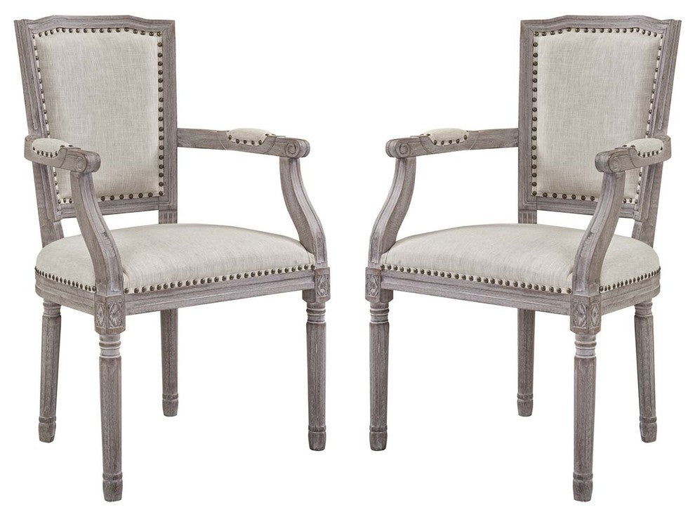 Penchant Dining Armchair Upholstered Fabric Set of 2