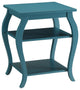 End Table with 2 Lower Shelves, Teal