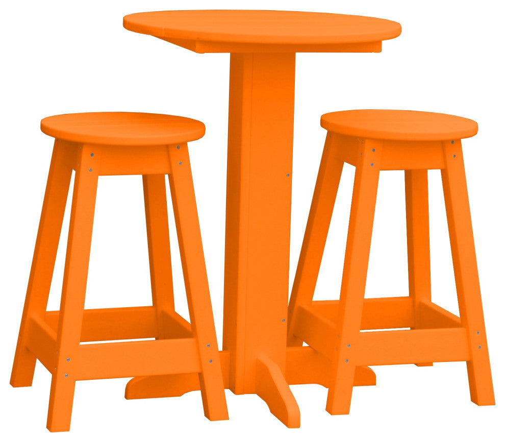 Poly Lumber Bistro Set, Orange, Round