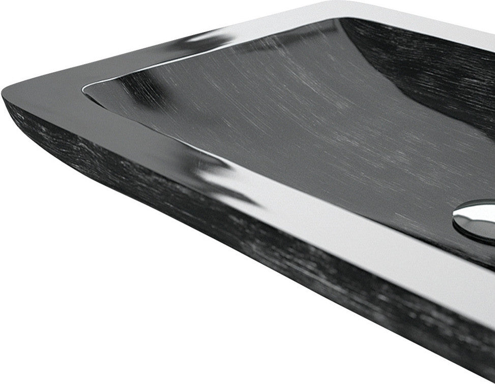 Alumix Vogue Rectangular Sink, Black and Silver