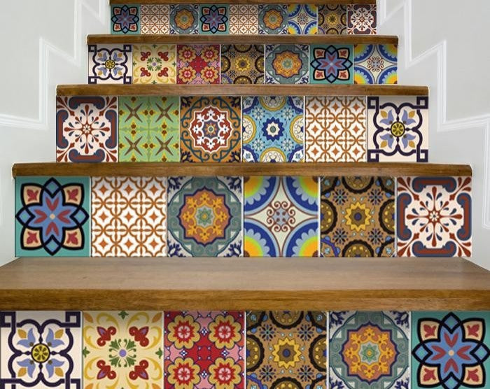 8"x8" Auguri Geo Peel and Stick Removable Tiles