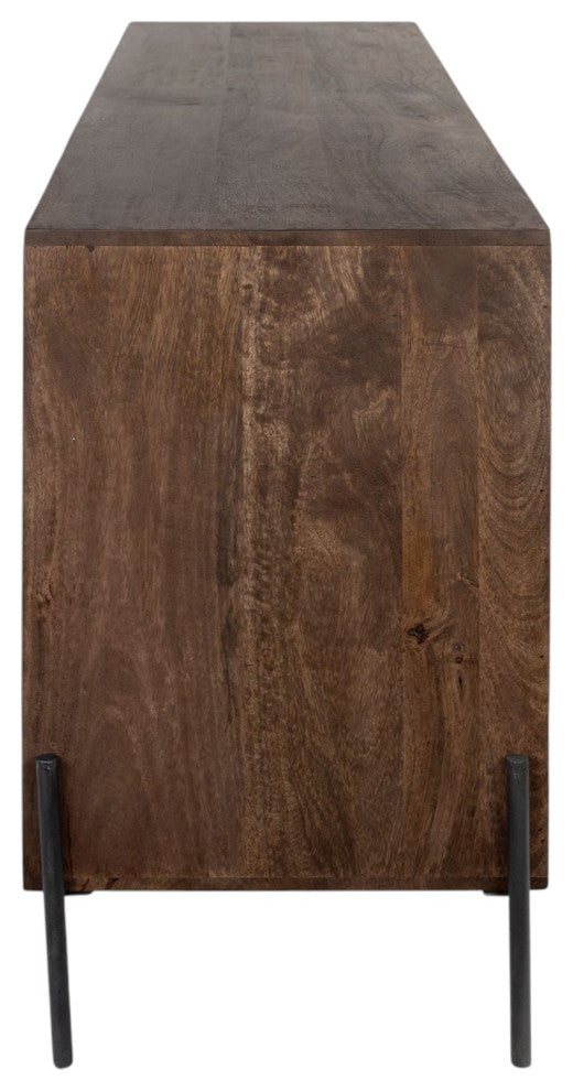 72" Brown Solid Wood Six Drawer Sideboard With 2-Doors
