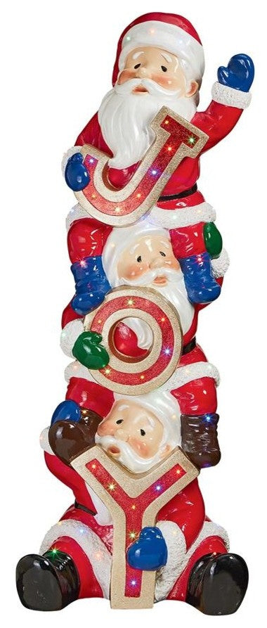 Stacked Santas Illuminated Statue Nr