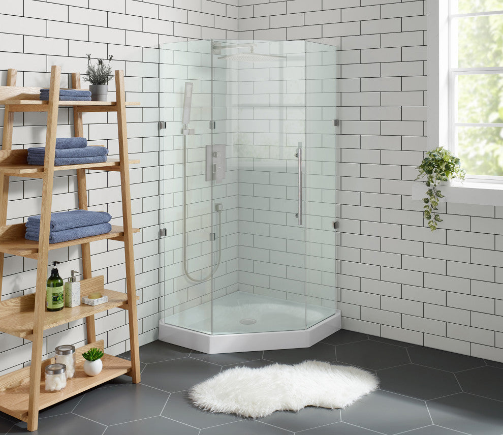 Voltaire 36"x36" White, Single-Threshold, Center Drain, Neo-angle Shower Base