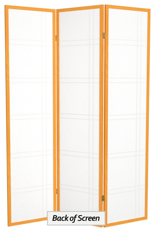 6' Tall Double Cross Shoji Screen, Honey, 3 Panels