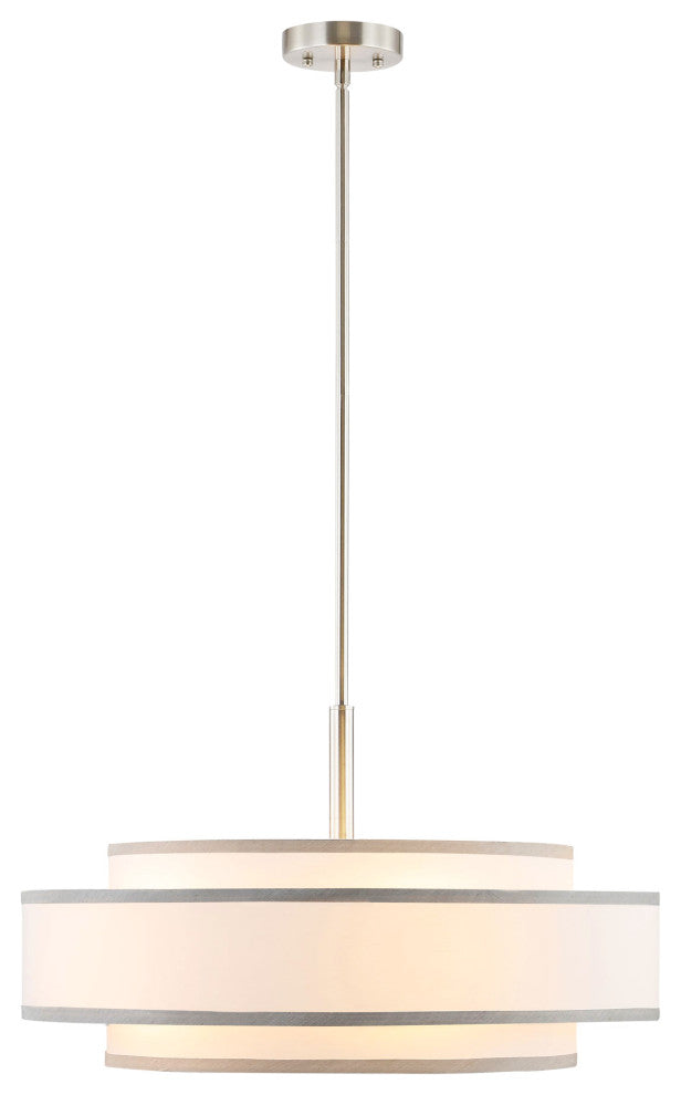 5-Light Dimmable Drum Chandelier with Double Shades, Nickel