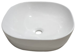 16x16" Square White Finish Ceramic Bathroom Vessel Sink