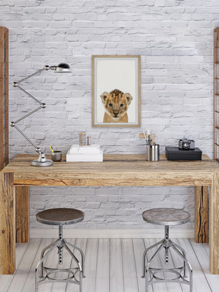 "Little Simba" Framed Painting Print, 12x18