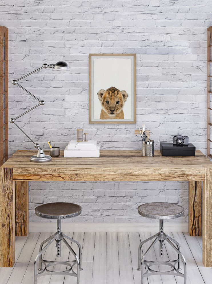 "Little Simba" Framed Painting Print, 12x18