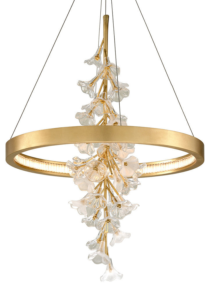 Jasmine LED Pendant, Gold Leaf, 39"