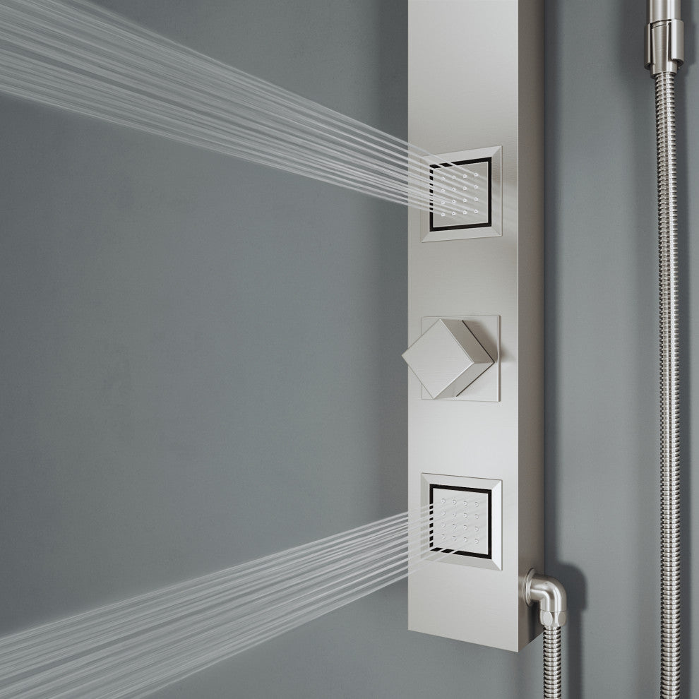 Orchid 39" H x 4" W 2-Jet Retro Shower Panel with Square Shower Head, Stainless Steel