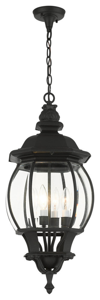 Textured Black Traditional, Colonial, French Historical, Outdoor Pendant Lantern