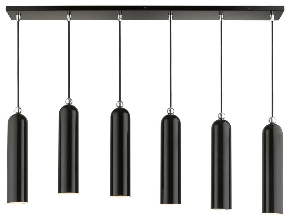 Shiny Black Mid Century Modern, Urban, Scandinavian Linear Pendant