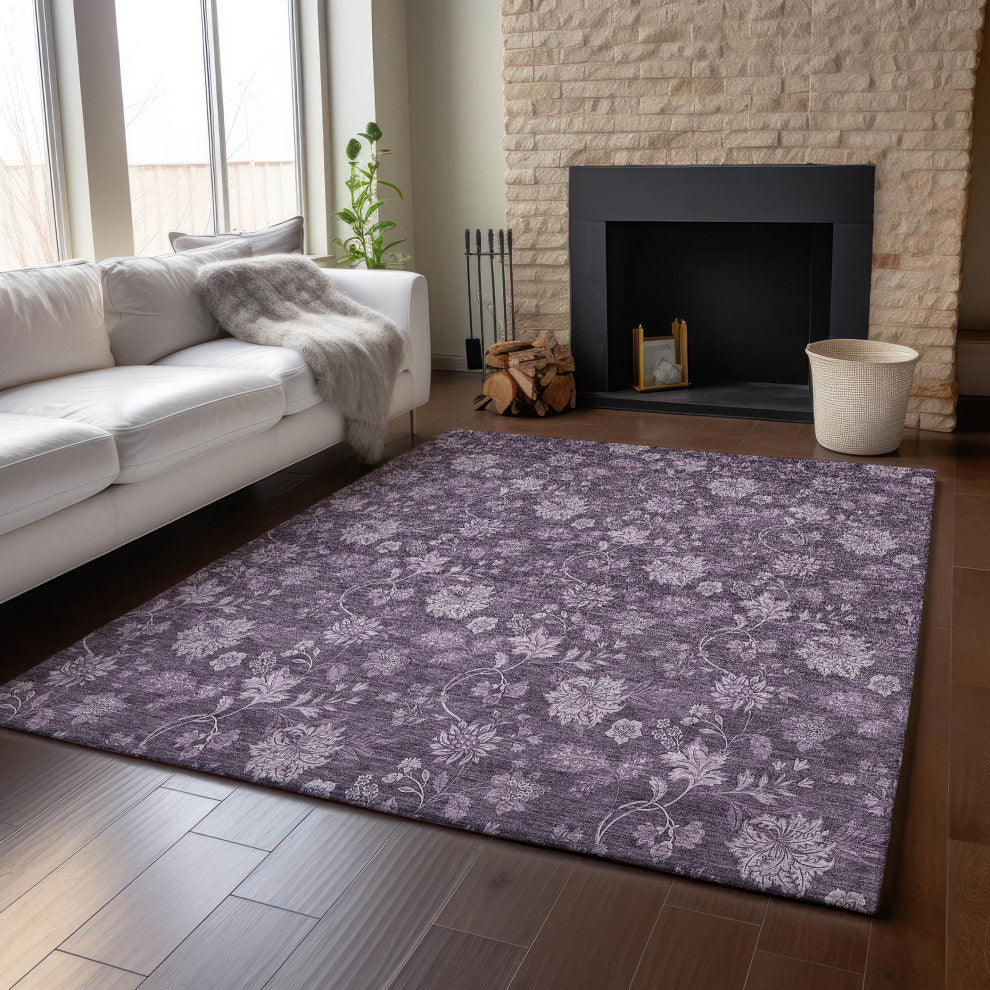 Premium Machine Washable Mayfield AMF680 Plum 3'' x 5'' Rug