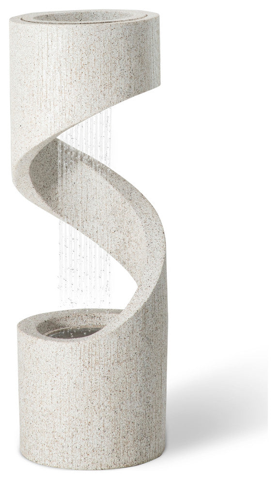 Faux Terrazzo Spiral Shaped Polyresin Fountain