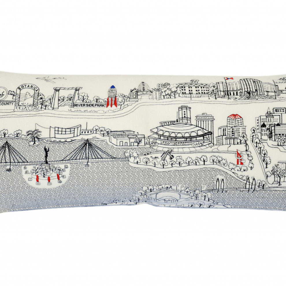 35" White Wichita Daylight Skyline Lumbar Decorative Pillow