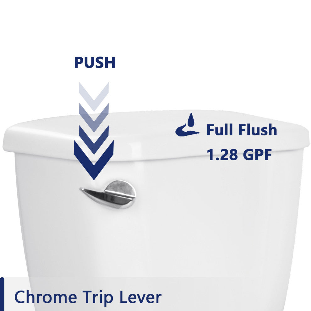 Two-Piece Elongated Toilet White ADA Comfort Height Bathroom Toilet