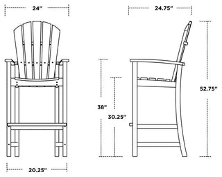 Polywood Palm Coast Bar Chair, Pacific Blue