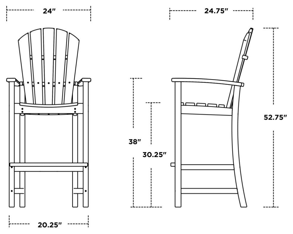 Polywood Palm Coast Bar Chair, Pacific Blue