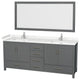 80"DBL Vanity Dark Gray, Carrara Cult. Marble Countertop, Sinks, 70"Mirror
