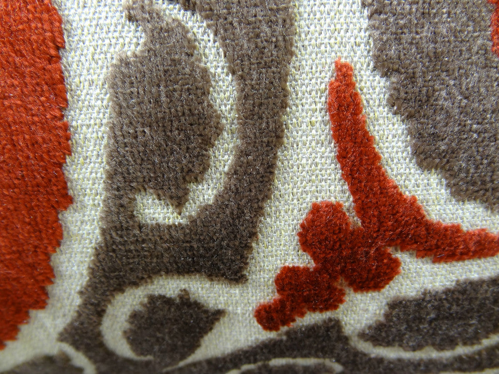 Madeline Red and Brown Handmade Luxury Pillow, 20"x20"