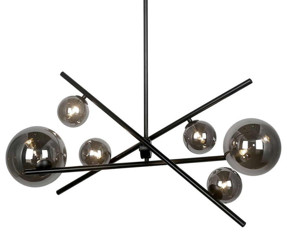 6LT Horz Pendant, MB With Smoked Glass