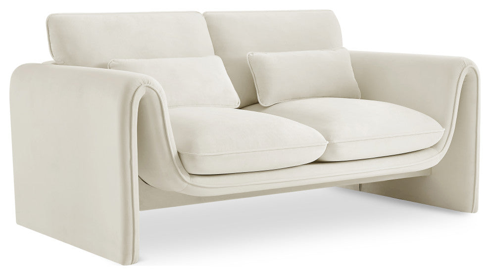 Sloan Cream Velvet Fabric Loveseat