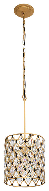 Windsor 1-Lt Crystal Pendant - French Gold/Matte Black