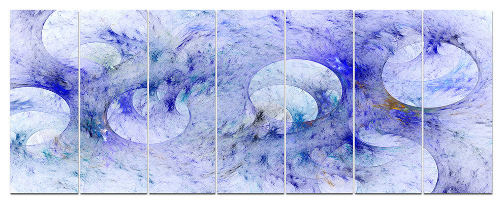 Light Blue Fractal Glass Texture, Abstract Canvas Art Print, 83"x32", 7 Panels
