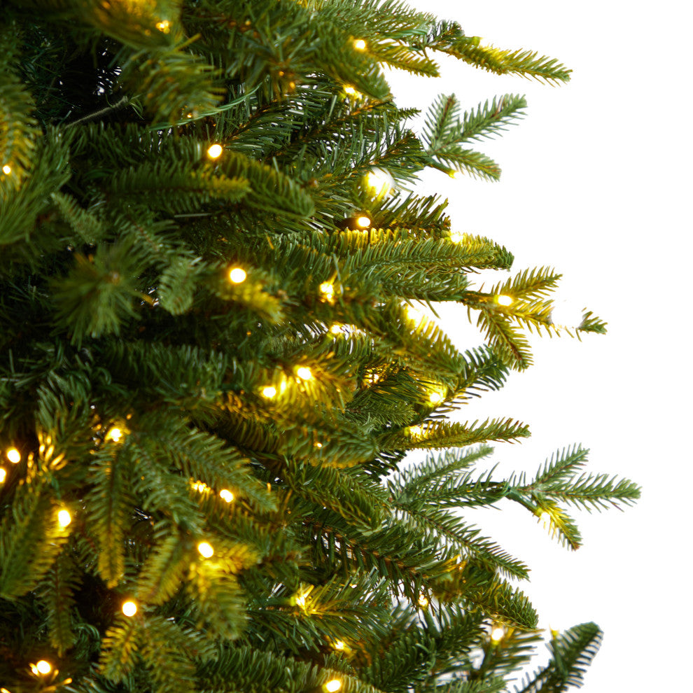 6' Montreal Spruce Faux Xmas Tree W/ 450 White Lights & 1029 Bendable Branches