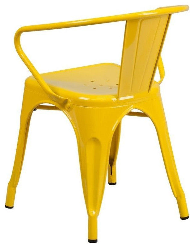 Flash Furniture Metal Stackable Dining Arm Chair in Yellow