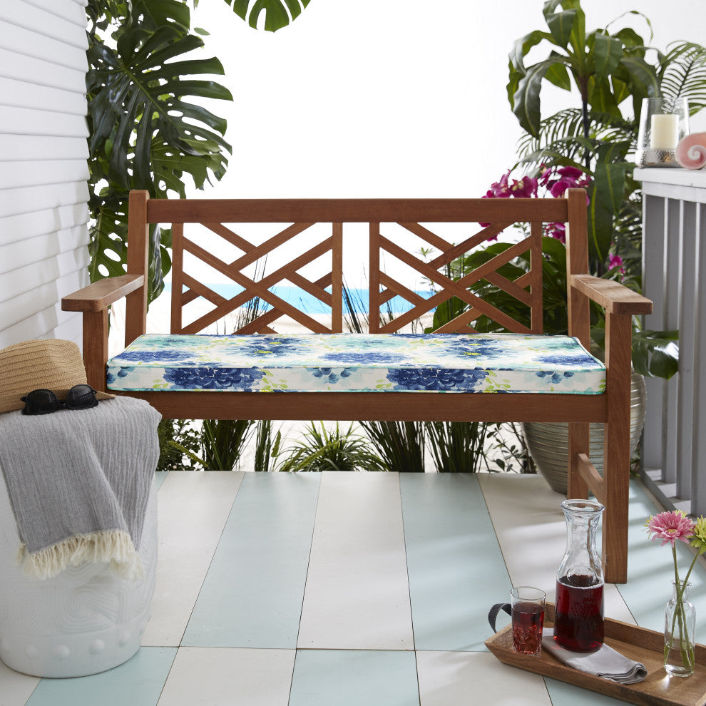 Sorra Home Gardenia Seaglass Outdoor/door Corded Bench Cushion 45x18x2"