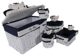 Anne Home, Set Of 5 Rectangular Willow Baskets Bear Design