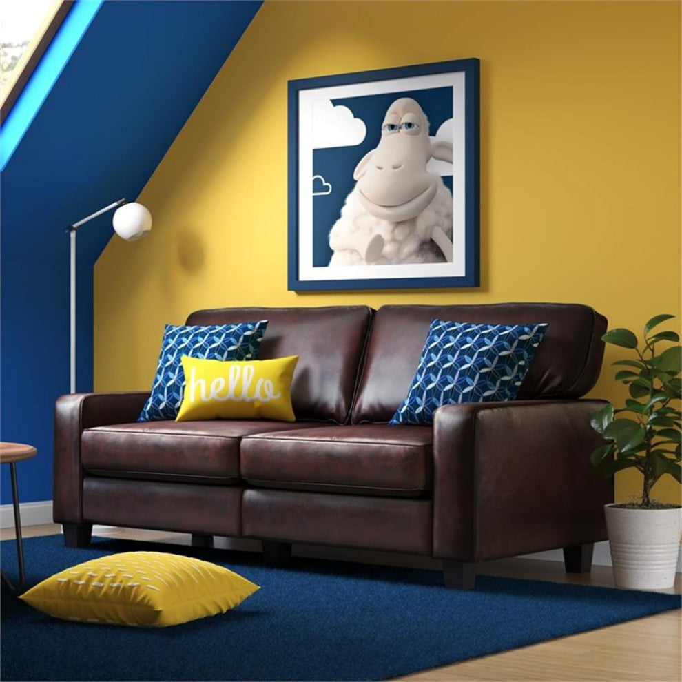 Serta Palisades 73" Track Arm Sofa with Removable Covers Chestnut Brown
