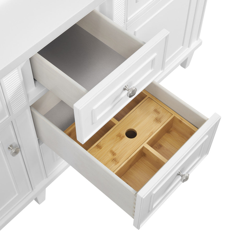 Lorelai 60" Double Vanity, Bright White, 3 CM White Zeus Top