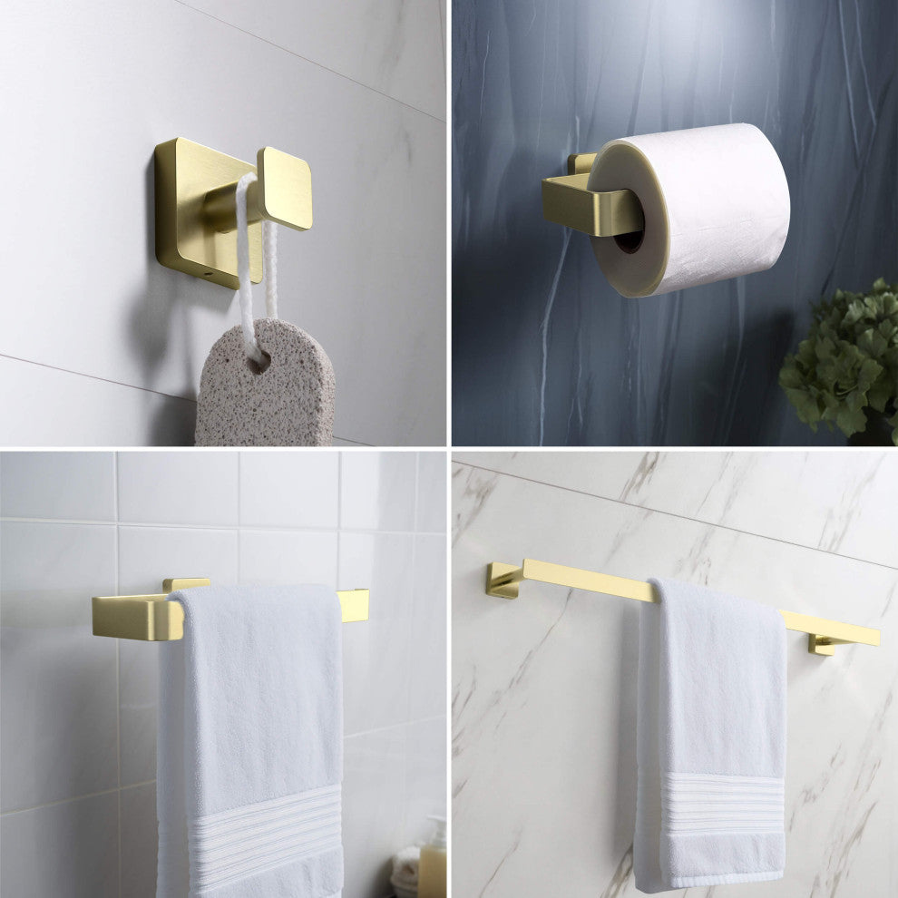Blaze 4 Piece Bathroom Hardware Set, Brushed Gold